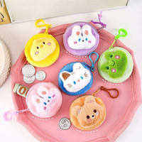 Dompet Koin Lucu untuk Wanita, Gantungan Kunci Dompet Koin Imut, Dompet Plush Kecil Kawaii untuk Anak Perempuan, Dompet Uang Receh dengan Gantungan Kunci