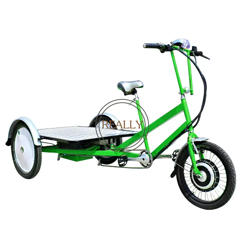 Sepeda Roda Tiga Datar Elektrik, Pedal Mobil Listrik untuk Dewasa, Sepeda Motor 3 Roda