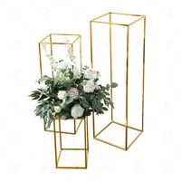 Centrotavola all'ingrosso della tavola del supporto di fiore della struttura quadrata della fase di nozze del puntello del ferro del metallo dell'oro di nozze