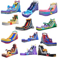 Toboggan gonflable bleu double voie de qualité commerciale EN14960, grand format, économique, avec piscine et souffleur, idéal pour la vente en gros (ODM)