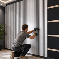 Paneles Acústicos Decorativos de Revestimiento de Papel PU con Diseño de Listones, Paneles Acústicos para Reducción de Sonido para el Hogar y Gimnasios, APK019