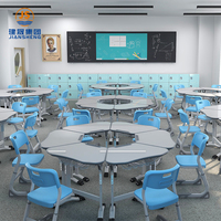 Bureau et chaise d'étudiant réglables en hauteur, bureau collaboratif, mobilier individuel pour étudiant en gros