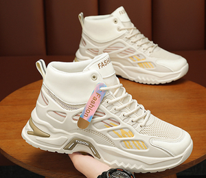 Autumn Men's Retro Shoes Breathable High Hemp Thick Bottom Sports Casual Mesh Lace-Up Closure PVC <b>Insole</b> Fashion Trend - Product Image 2