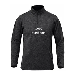 Factory Price Sport Fit Men Half Zipper Pullover Breathable Men's Long Sleeve T Shirts Custom Men Fitness Sport T Shirt