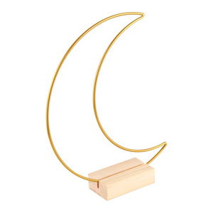 Couronne en fer laqué or en forme de lune avec base en <span class=keywords><strong>bois</strong></span> - <span class=keywords><strong>Cercle</strong></span> métallique <span class=keywords><strong>attrape</strong></span>-rêves, Décoration de table - Product Image 6