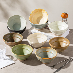 Bol en céramique pour la maison - Bol à soupe de style japonais - Vaisselle - Bol à riz - Nouveau modèle rétro 2026 - Saladier en argile épaisse - Product Image 1