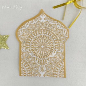 ชุดจานชามกระดาษลายปราสาทสีทองพร้อมลายดอกไม้แมนดาลาสำหรับตกแต่งวันอีดในเดือนรอมฎอน ประกอบด้วยจาน ถ้วย และผ้าเช็ดปากแบบใช้แล้วทิ้ง - Product Image 5