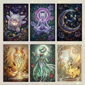 Caja de regalo de tarjetas de diamantes de Pokémon con arte de fans de las personajes populares Pikachu, <span class=keywords><strong>Greninja</strong></span> y Eevee del Comité de Arte Femenino de Pokémon, edición limitada. - Product Image 3