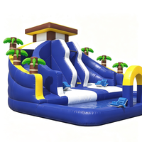 Château gonflable commercial extérieur personnalisé 9*7m 63m² avec toboggan aquatique et piscine pour enfants
