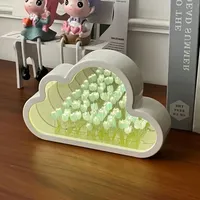 Lampe d'ambiance nocturne DIY faite à la main en forme de fleur de tulipe, lampe nuageuse en forme de tulipe, veilleuse LED, lampe de table miroir, lumières décoratives pour chambre à coucher, nouveauté