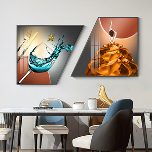 Decorazione del ristorante nordico moderno cornice trapezoidale creativa di cristallo immagini da parete <span class=keywords><strong>in</strong></span> porcellana - Product Image 2