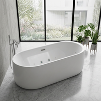 Baignoire autoportante en acrylique blanc mat écologique, vente directe usine Foshan, personnalisable pour projets, avec fonction massage