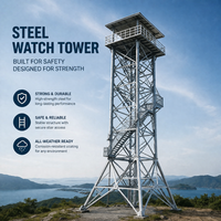 Tour de surveillance forestière alpine en acier robuste, résistante au vent, pour l'observation des montagnes, structure en treillis