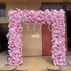Cổng hoa giả MSFAME màu hồng sáng, làm phông nền đám cưới, tường hoa 3D - Product Image 3