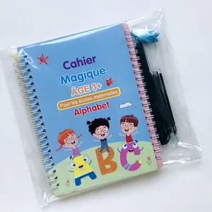 New Hot Sale Children Hand Writing Early Education Word Book English French Spanish Kid Magic Pen Disappear Cycle Use 4 Booklet