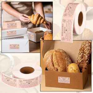 Etiquetas Adhesivas para Alimentos Caseros, 1.97x0.98 Pulgadas/5x2.5cm, Forma Rectangular, para Panadería y Repostería Casera, Aviso de Alergias - Product Image 2
