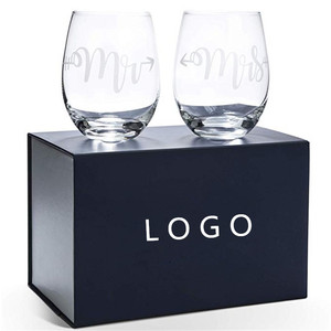Set di 2 Eleganti Calici da Vino Senza Stelo '<span class=keywords><strong>Mr</strong></span> and Mrs' per Matrimonio e Fidanzamento 2026 - Product Image 1