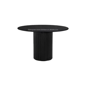 Base per mobili di Design nordico tavolo da pranzo rotondo in legno massello con piano circolare laccato nero