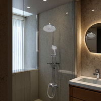 Ensemble de robinet de douche de salle de bain à 1 poignée au design moderne chromé avec pommeau de douche à barre coulissante avec jet de massage