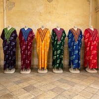 Nouvelle robe longue décontractée musulmane bicolore à col en V, coupe ample et tendance, vente en gros