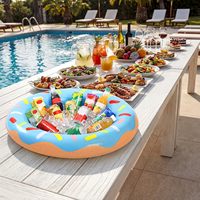 Lot de 2 refroidisseurs gonflables pour boissons glacées, plateau de service pour donuts, buffet de glaces, salades, support pour aliments et boissons pour barbecue, pique-nique, plage