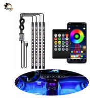 Auto Ambient 48 LED RGB LED-Streifenlicht Kabellose APP-Fernbedienung Auto-Innenraum-Atmosphärenbeleuchtung Neonlampe USB-Zigarettenanzünder-Stecker