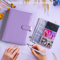 Reliure A5 à 6 anneaux avec pochettes pour cartes de visite et emplacement pour mémo, lot de 50, 300 pochettes ultra-transparentes pour photocartes