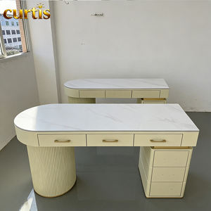 <span class=keywords><strong>Mesa</strong></span> <span class=keywords><strong>de</strong></span> Manicura Moderna con Superficie <span class=keywords><strong>de</strong></span> Mármol Resistente a los Arañazos, Escritorio <span class=keywords><strong>de</strong></span> Oficina con Amplios Cajones <span class=keywords><strong>de</strong></span> Almacenamiento, Muebles Ecológicos <span class=keywords><strong>para</strong></span> Salón/Oficina - Product Image 4