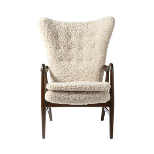 <span class=keywords><strong>Fauteuil</strong></span> de loisirs rembourré en peau de mouton <span class=keywords><strong>patchwork</strong></span>, design scandinave moderne, personnalisé, avec dossier haut et pieds en bois - Product Image 2