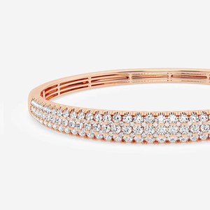 5 CTW Round Lab Grown Diamond Three Row <b>Bangle</b> Bracelet 7 Inch Elegant Sparkling Fashion Jewelry for Women - Product Image 1