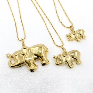 Gold Plated Brass <b>Elephant</b> Pendant Necklace Cute Animal Charm Unisex Fashion Jewelry <b>Gift</b> Pendants - Product Image 6
