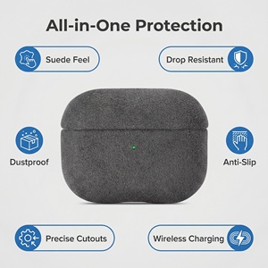 Étui pour écouteurs étanche personnalisé de luxe en Alcantara, étuis pour écouteurs pour <span class=keywords><strong>AirPods</strong></span> 1/2/3/4/<span class=keywords><strong>Pro</strong></span> Pro2 - Product Image 3