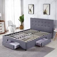 Nouveau Design Lit Double Luxe Moderne Grand Format Cadre de Lit 3 Tiroirs pour Mobilier de Maison Chambres à Coucher