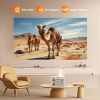 Yinzam Nouveau projecteur vidéo Full HD T5 1080P, Mini LED 800 Ansi Lumens Smart Proyector avec mise au point automatique Keystone WiFi BT Beamer