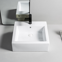 Meuble de salle de bain moderne pour hôtel avec lavabo semi-encastré en céramique