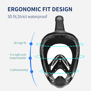 Masque intégral Wave 4.0 mm en verre trempé, équipement de plongée et de snorkeling pour adultes, sports nautiques - Product Image 2