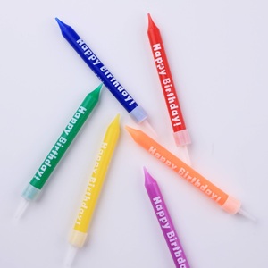 Usine populaire Mini pilier Macaron bonbons créatif gâteau d'anniversaire 6 pièces grande impression <span class=keywords><strong>color</strong></span>ée joyeux anniversaire bougies - Product Image 4