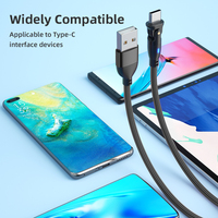 Flexion Rotation à 180 degrés Nylon tressé coude en forme de L IOS Android USBC Type C Micro USB chargeur cordon de charge câble de données