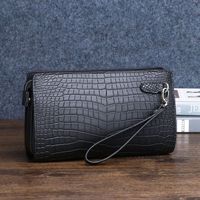 Sac à main multifonctionnel pour homme en silicone résistant à l'usure, motif crocodile, avec serrure à combinaison, grand format, pour affaires