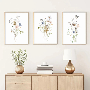 Décoration d'intérieur, peintures à l'aquarelle, mélange de <span class=keywords><strong>fleurs</strong></span> <span class=keywords><strong>et</strong></span> de feuilles, affiches botaniques, impressions sur toile, peintures murales - Product Image 3