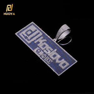 Joyería <span class=keywords><strong>de</strong></span> Lujo NUOYA, Colgante <span class=keywords><strong>de</strong></span> Plata 925 <span class=keywords><strong>con</strong></span> <span class=keywords><strong>Nombre</strong></span> Personalizado, Incrustado <span class=keywords><strong>con</strong></span> Circonitas Azules y Blancas, Estilo Hip Hop, Regalo para Hombres y Mujeres - Product Image 2