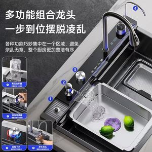 Robinet de cuisine en acier inoxydable 304 à affichage numérique, cascade double à 5 boutons pour cuisine, luxe abordable pour la maison - Product Image 3