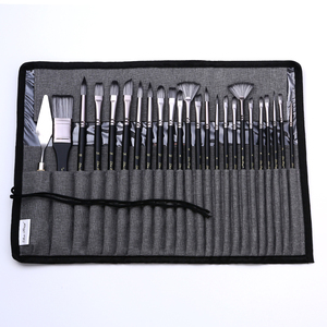 Ensemble de pinceaux de <span class=keywords><strong>peinture</strong></span> pour artistes, 24 pièces, poils en Nylon, outils de <span class=keywords><strong>peinture</strong></span> à poignée en bois avec pochette en toile pour la création d'aquarelle, d'huile et d'acrylique - Product Image 1