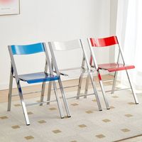 Table et chaises de restaurant, chaise pliante épaissie avec dossier, style moderne et minimaliste, transparente, pour salon de thé et café