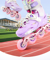 Patins à roulettes professionnels pour enfants, filles et garçons débutants, réglables, roues silencieuses, pour cours d'entraînement, en caoutchouc PP/PU