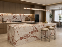 Dalles de marbre Calacatta Violaceo avec veines violettes pour îlots de cuisine, tables consoles, lavabos en pierre et panneaux muraux décoratifs