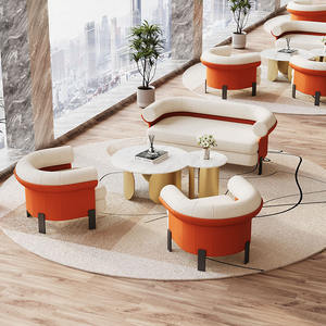 Hotel Sofa Set Fabric Metal <b>Frame</b> Loveseat Durable Office Meeting Seating - Product Image 4