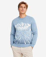Pull jacquard personnalisé pour homme à col rond, motif montagne enneigée et glacier, paysage hivernal, vente en gros de tricots de marque