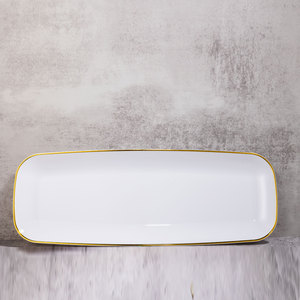 XUELI Platos de plástico cuadrados de color blanco puro con adornos de <span class=keywords><strong>plata</strong></span> dorada <span class=keywords><strong>Vajilla</strong></span> minimalista elegante para bodas y celebraciones - Product Image 2