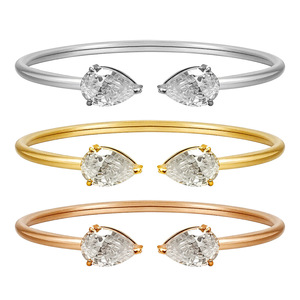 Bracciali Personalizzabili in Acciaio Inossidabile Placcato Oro 18K con Zirconi Bianchi, Forme a Cuore, Quadrate e a Goccia d'Acqua, Unisex - Product Image 4